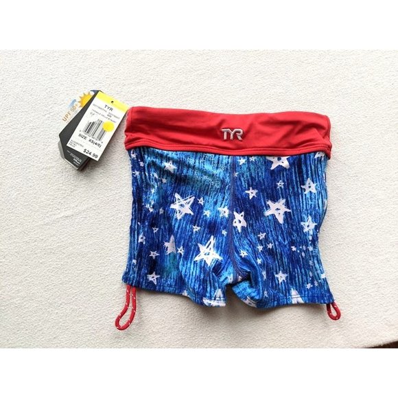 Girl's TYR  Swimsuit Size XS 4/5 Twinkle Della‎ Boy Shorts Trinity Top USA NEW - Picture 4 of 6